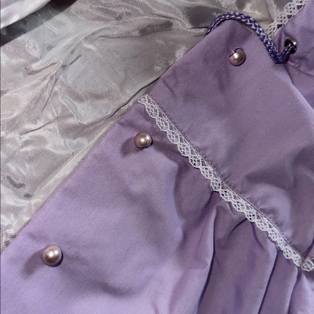 Weather tamer Vintage Lavender lace trim Hooded Jacket girls size 12‎ months